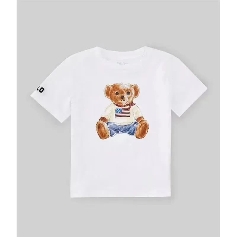 Ralph Lauren Baby - Short-Sleeve Cotton Knit Bear Graphic T-Shirt, White