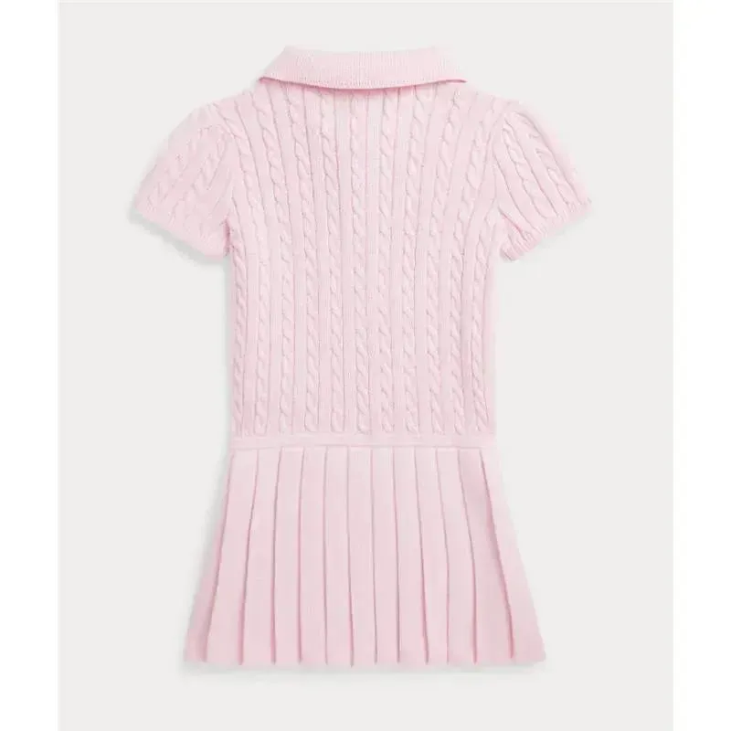 Ralph Lauren Baby - Short-Sleeve Cotton Mini Cable Knit Polo Dress - Image 2