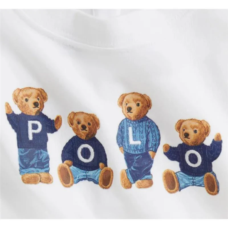 Ralph Lauren Baby Short-Sleeve Jersey Knit Polo Bear Graphic T-Shirt, White - Image 3
