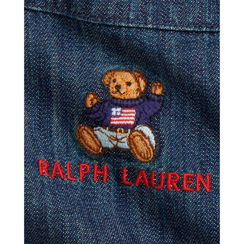 Ralph Lauren Baby - Sleeveless Cotton Twill Denim Bear Overall Dress - Image 3