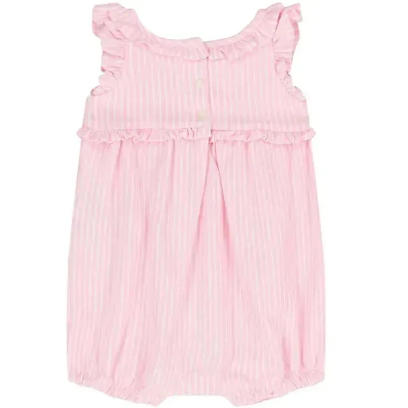 Ralph Lauren Baby - Sleeveless Oxford Mesh Bubble Shortall, Carmel Pink - Image 2