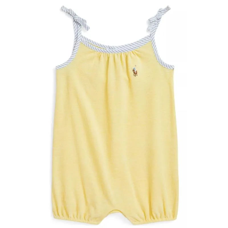 Ralph Lauren Baby - Sleeveless Oxford Mesh Tank Bubble Shortall, Yellow