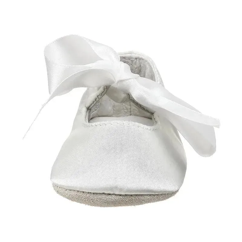 Ralph Lauren Layette Briley Ballet Crib Shoe,White Satin - Image 3
