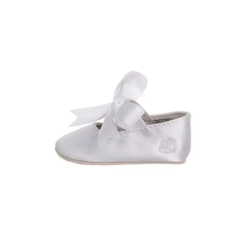 Ralph Lauren Layette Briley Ballet Crib Shoe,White Satin - Image 4