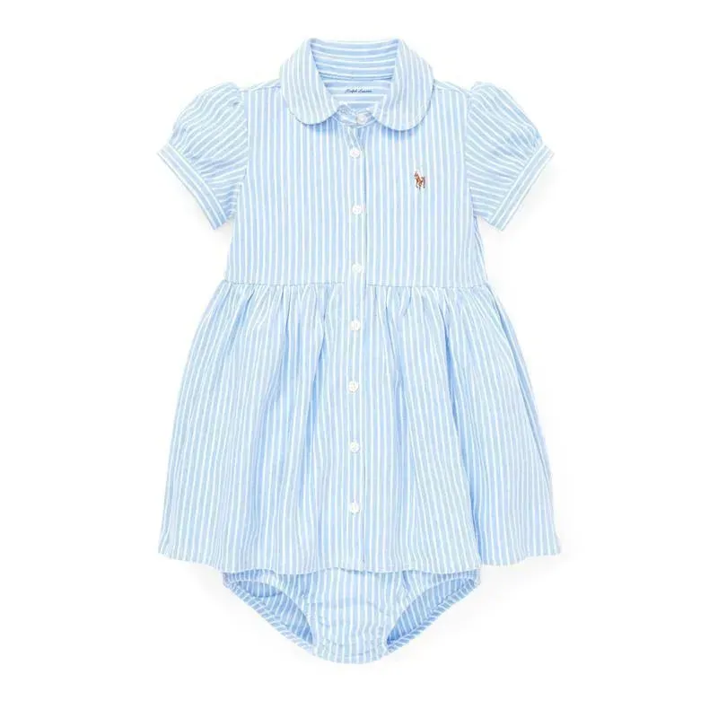 Ralph Lauren - Striped Knit Oxford Dress, Harbor Island Blue/White