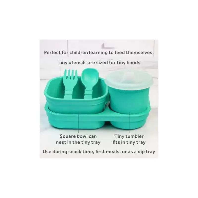 Re Play - 5Pk Tiny Dining Set Feeding Supplies for Babies and Toddlers, Aqua - Image 4