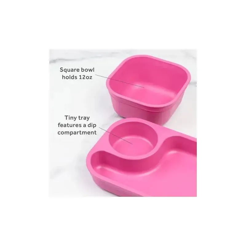 Re Play - 5Pk Tiny Dining Set Feeding Supplies for Babies and Toddlers, Bright Pink - Image 3