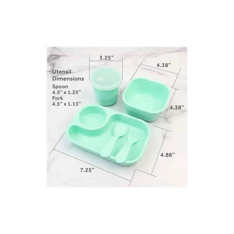 Re Play - 5Pk Tiny Dining Set Feeding Supplies for Babies and Toddlers, Mint - Image 2