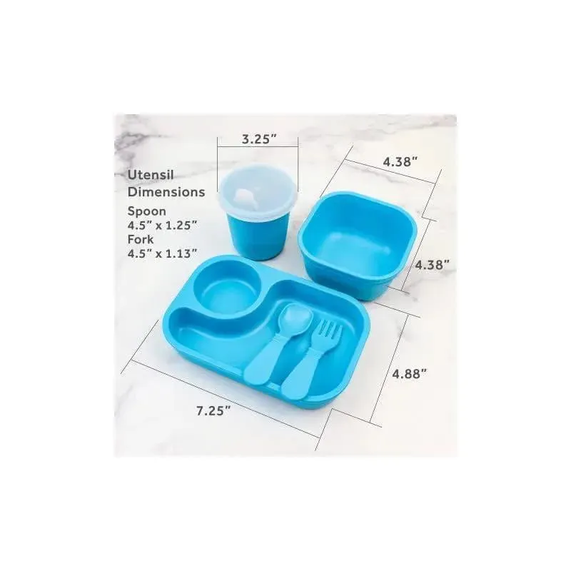 Re Play - 5Pk Tiny Dining Set Feeding Supplies for Babies and Toddlers, Sky Blue - Image 2