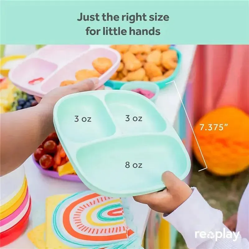 Re-Play - Deep Walled 3 Compartment Plates, Pack of 2, Ice Blue - Image 2