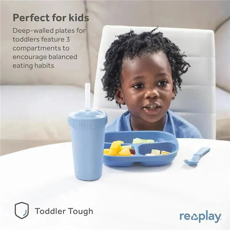 Re-Play - Deep Walled 3 Compartment Plates, Pack of 2, Ice Pink - Image 6