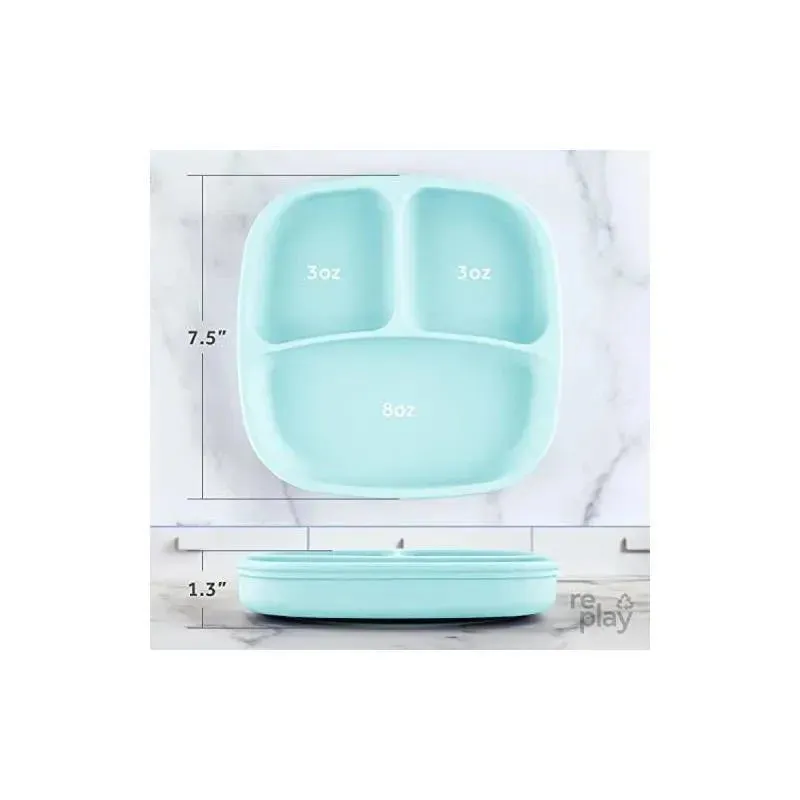 Re Play - Silicone Suction Divided Plate, Ice Blue - Image 2