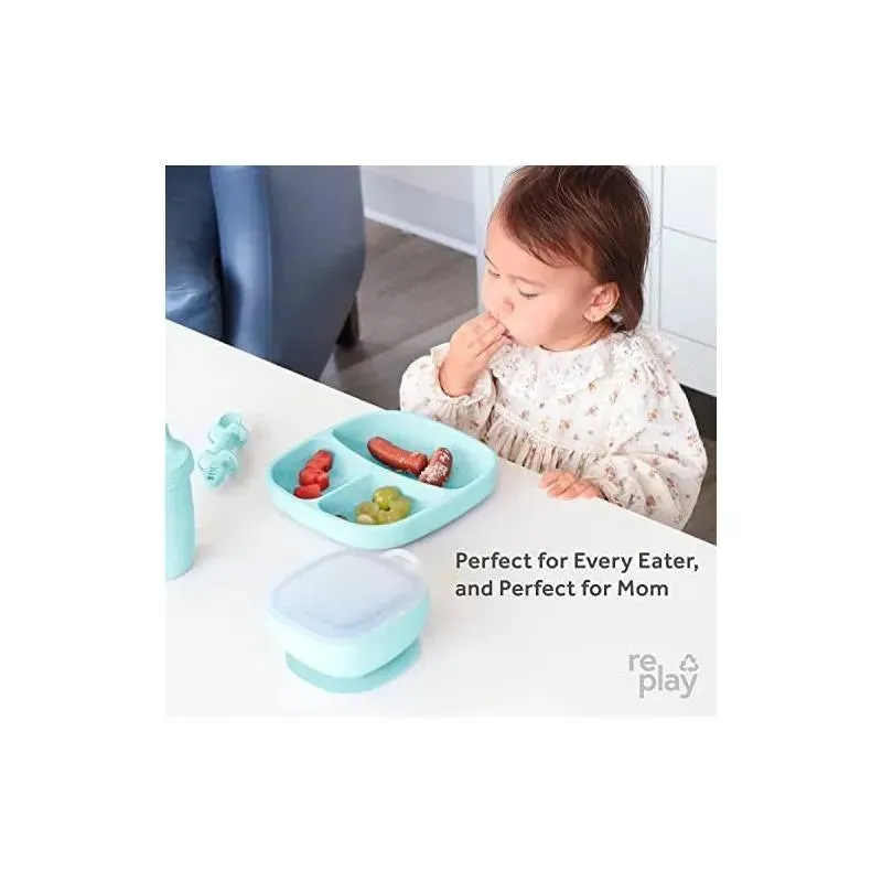 Re Play - Silicone Suction Divided Plate, Ice Blue - Image 5