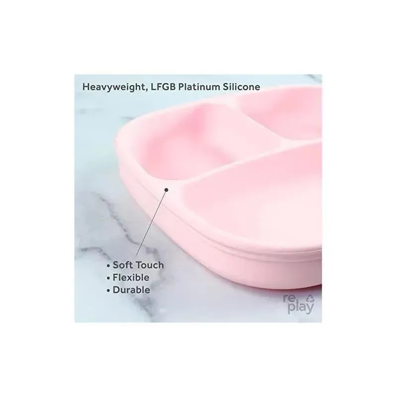 Re Play - Silicone Suction Divided Plate, Ice Pink - Image 3