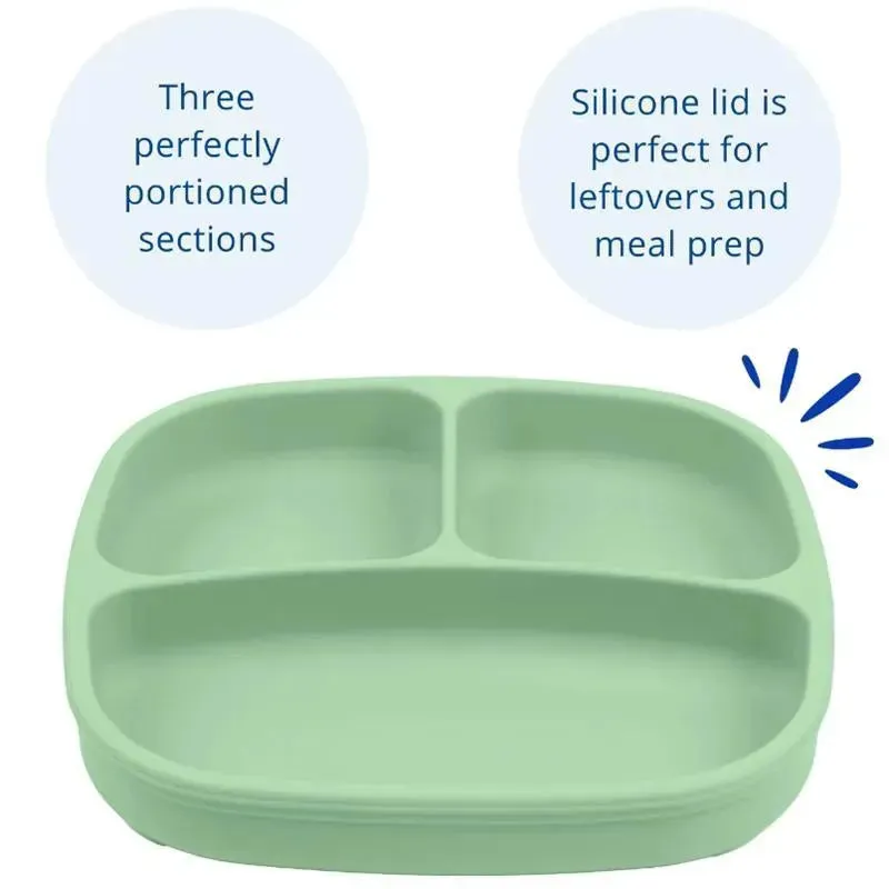Re Play - Silicone Suction Divided Plate, Sage - Image 2