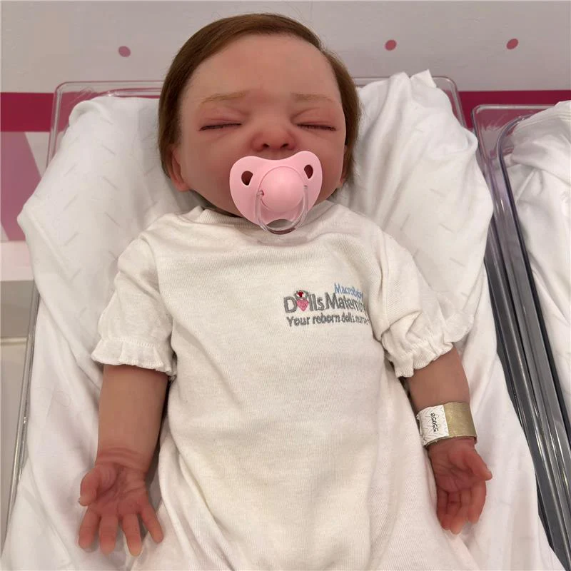 Reborn Baby Doll - Animatronic Model Silicone Baby Reborn Girl, Closed Eyes, Rooted Hair - Image 2