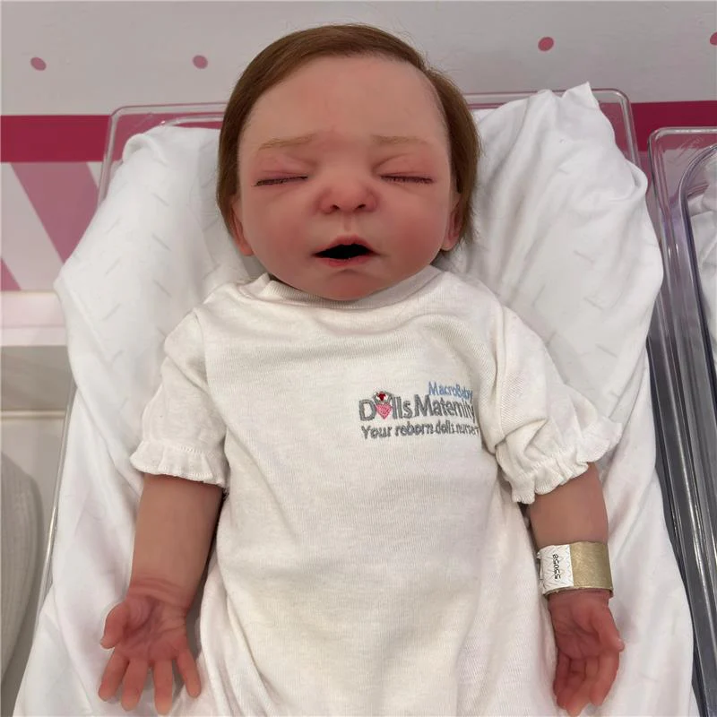 Reborn Baby Doll - Animatronic Model Silicone Baby Reborn Girl, Closed Eyes, Rooted Hair - Image 4