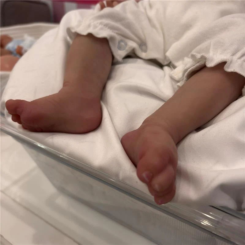 Reborn Baby Doll - Animatronic Model Silicone Baby Reborn Girl, Closed Eyes, Rooted Hair - Image 5