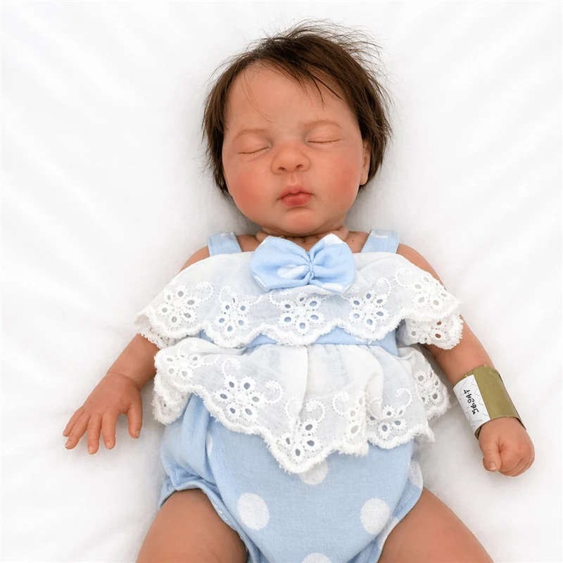 Reborn Baby Doll - White Vinyl & Rooted Light Brown Hair, Mini_