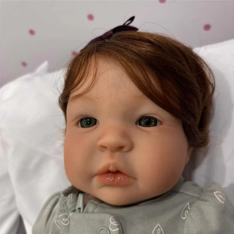 Reborn Baby Doll - White Vinyl & Auburn Hair, Shyann - Image 2