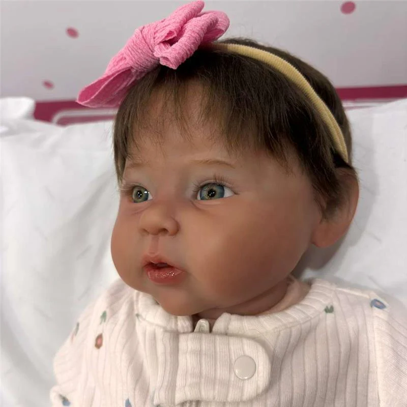 Reborn Baby Doll - White Vinyl & Dark Brown Hair, Raven