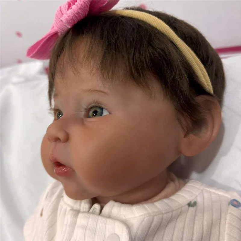 Reborn Baby Doll - White Vinyl & Dark Brown Hair, Raven - Image 2