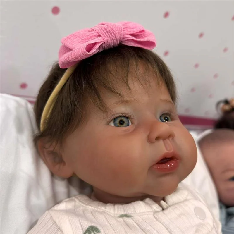 Reborn Baby Doll - White Vinyl & Dark Brown Hair, Raven - Image 3