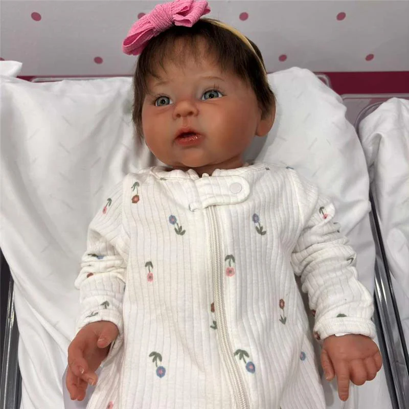 Reborn Baby Doll - White Vinyl & Dark Brown Hair, Raven - Image 4