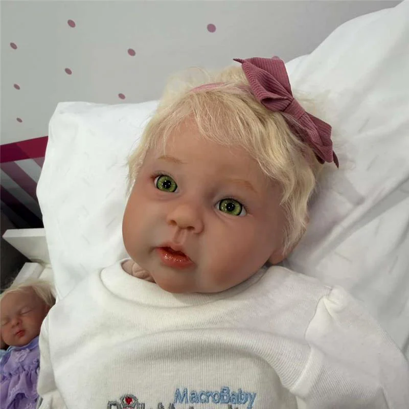 Reborn Baby Doll - White Vinyl & Green Eyes, Raven