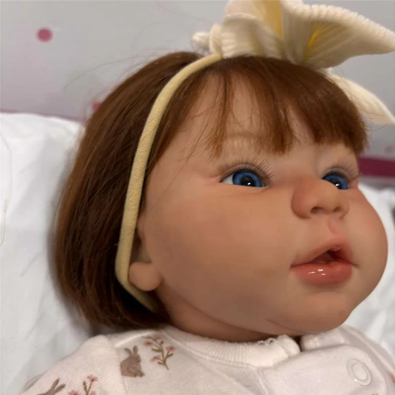 Reborn Baby Doll - White Vinyl & Rooted Hair Auburn, Kylin - Image 3