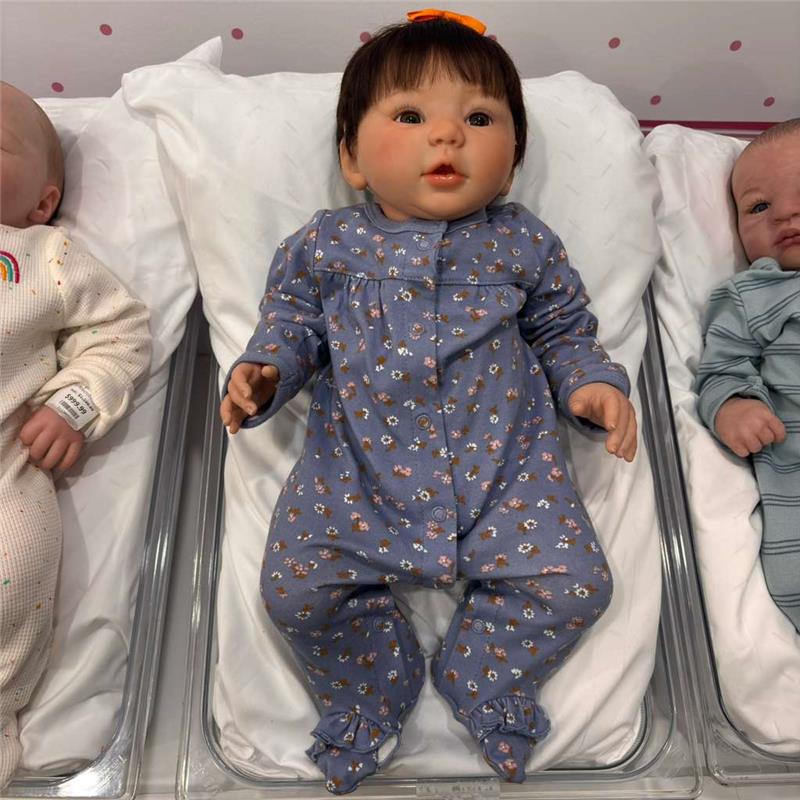 Reborn Baby Doll - White Vinyl & Rooted Hair Brown Hair, Kylin - Image 4