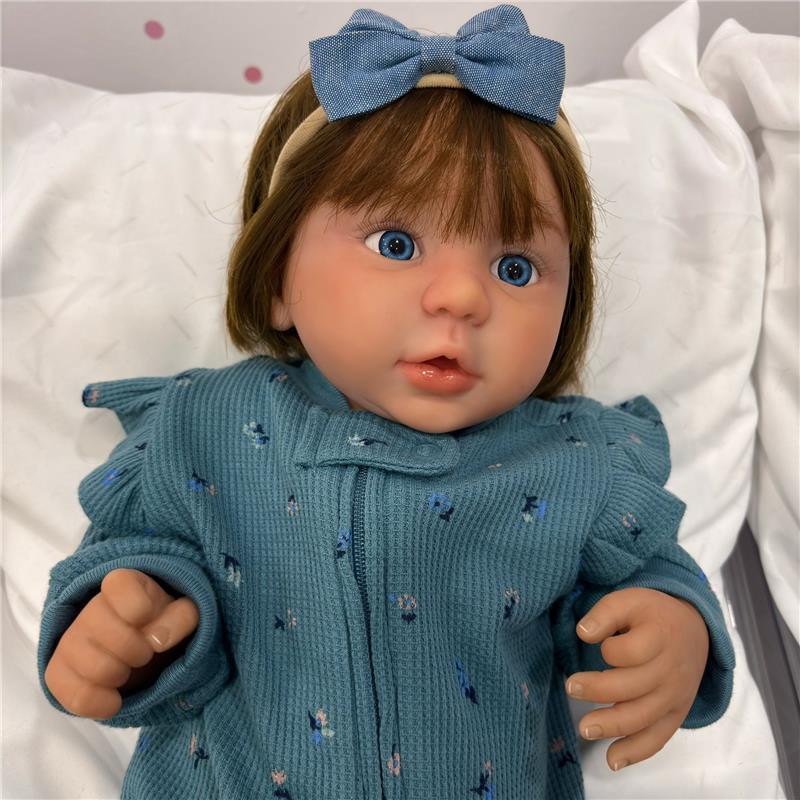 Reborn Baby Doll - White Vinyl & Rooted Hair Brown, Kylin