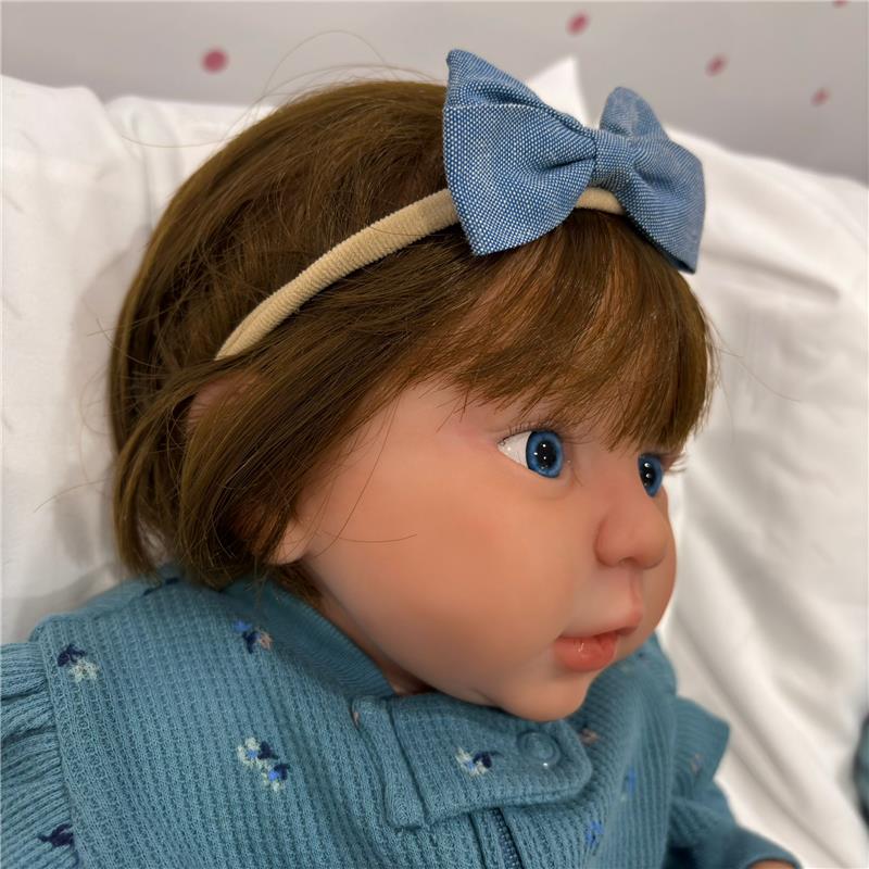 Reborn Baby Doll - White Vinyl & Rooted Hair Brown, Kylin - Image 2
