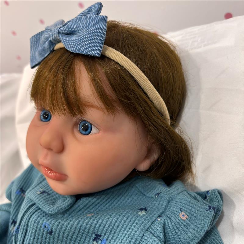 Reborn Baby Doll - White Vinyl & Rooted Hair Brown, Kylin - Image 3