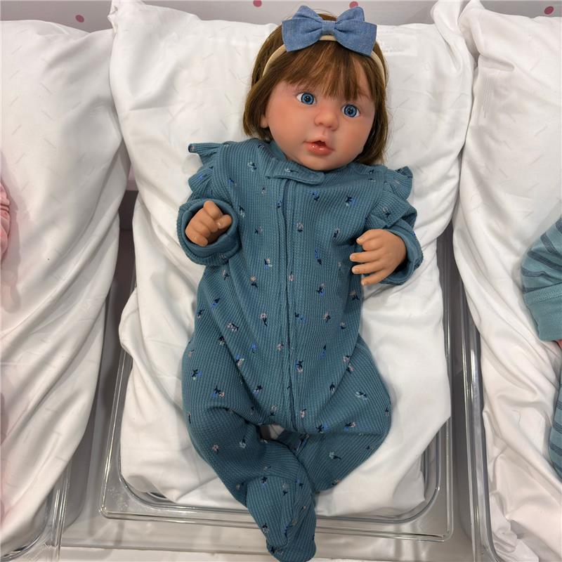 Reborn Baby Doll - White Vinyl & Rooted Hair Brown, Kylin - Image 4