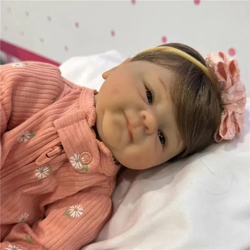 Reborn Baby Dolls - White Vinyl, Light Brown Rooted Hair, Open Brown Eyes - Marnie