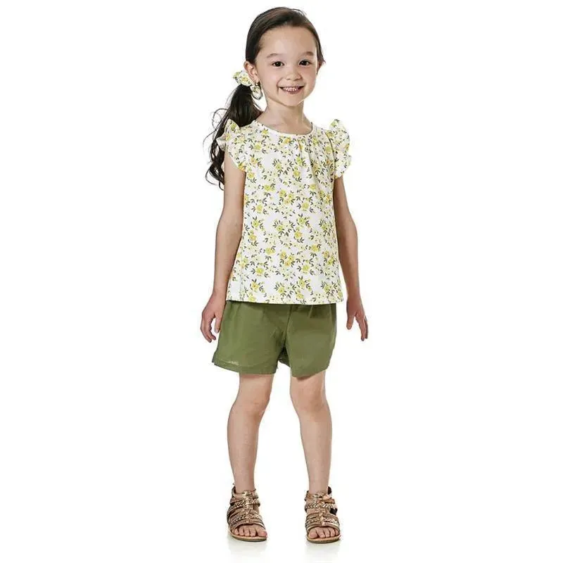 Rene Rofe Girl Floral Top & shorts Set W/ Scrunchie - Image 2