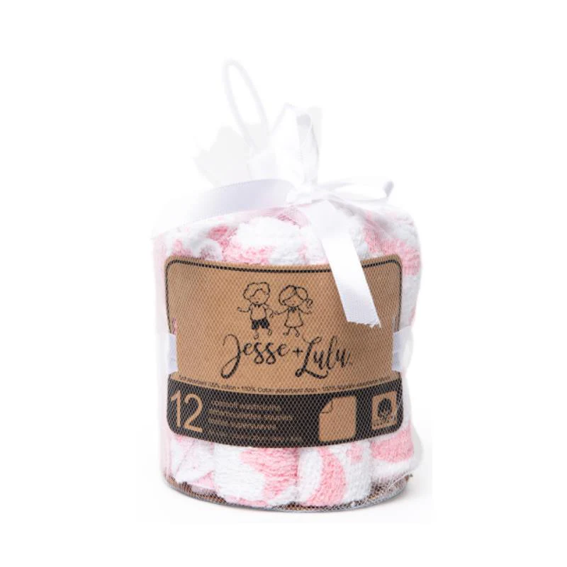 Rose Texiles - 12Pk Sky Theme Washcloth Pink