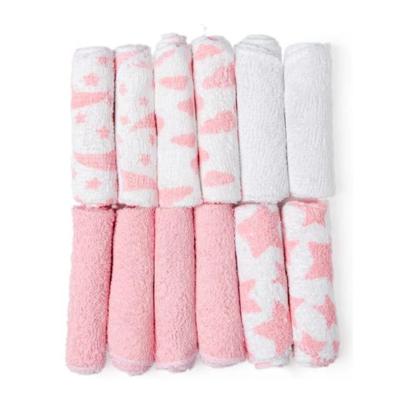 Rose Texiles - 12Pk Sky Theme Washcloth Pink - Image 2