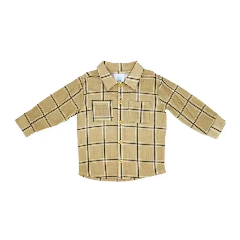 Rose Textile - 2Pk Baby Boys Gauze Pant Set, Beige Plaid - Image 3