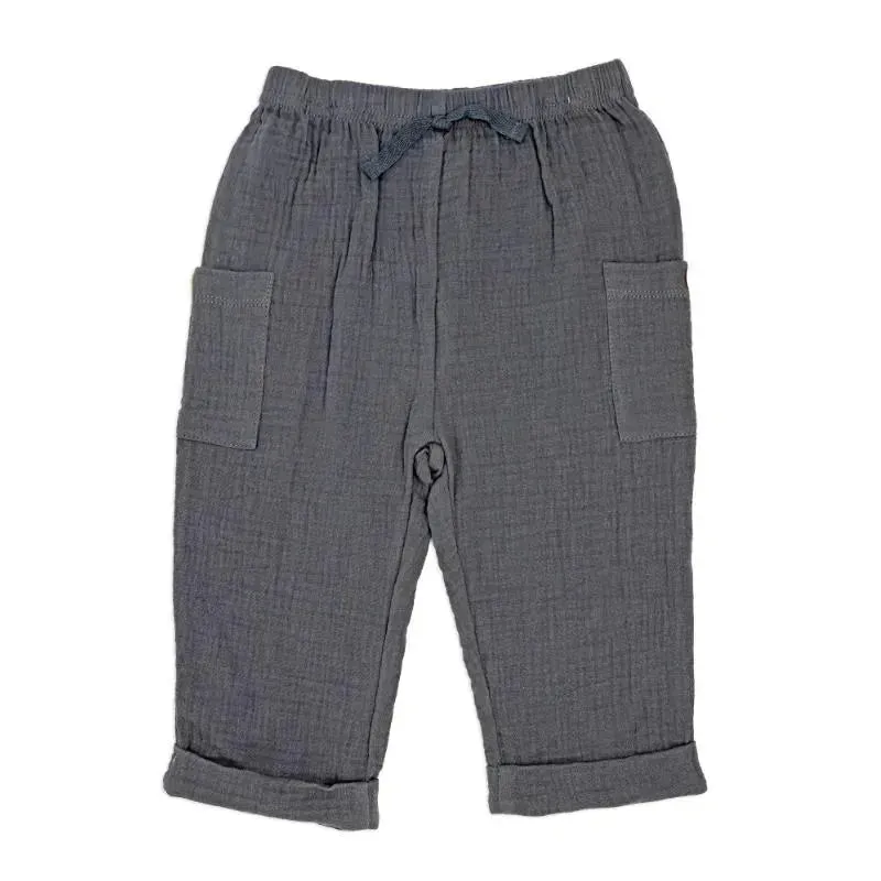 Rose Textile - 2Pk Baby Boys Gauze Pant Set, Beige Plaid - Image 4