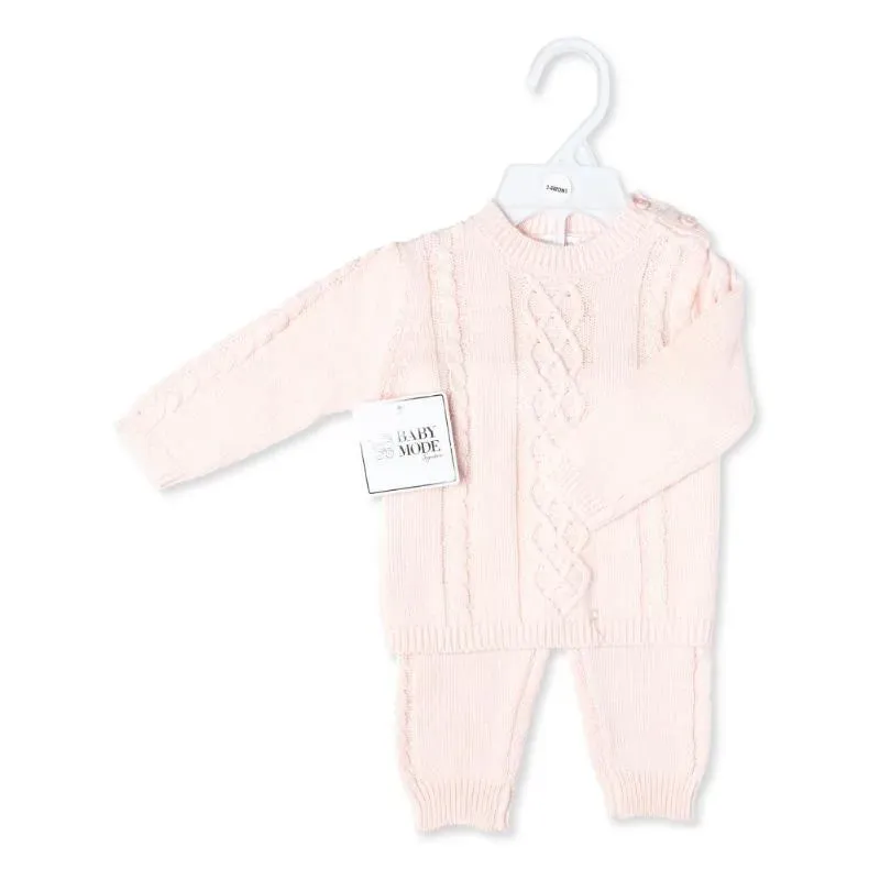 Rose Textile - 2Pk Baby Girl Pink Knit Set - Image 2