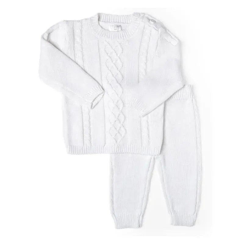 Rose Textile - 2Pk Baby Unisex White Knit Set