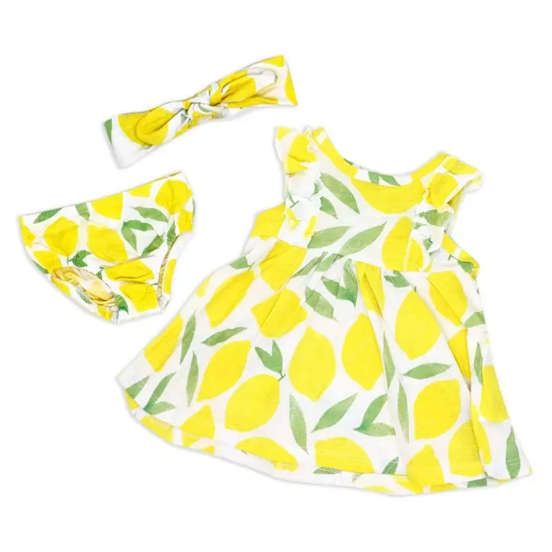 Rose Textile - 2Pk Lemon Knit Dress & Headband Set