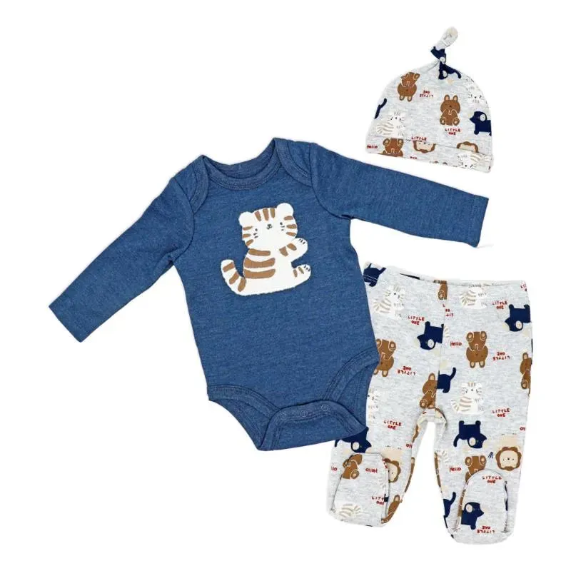 Rose Textile - 3Pk Baby Boys Tiger Footed Set
