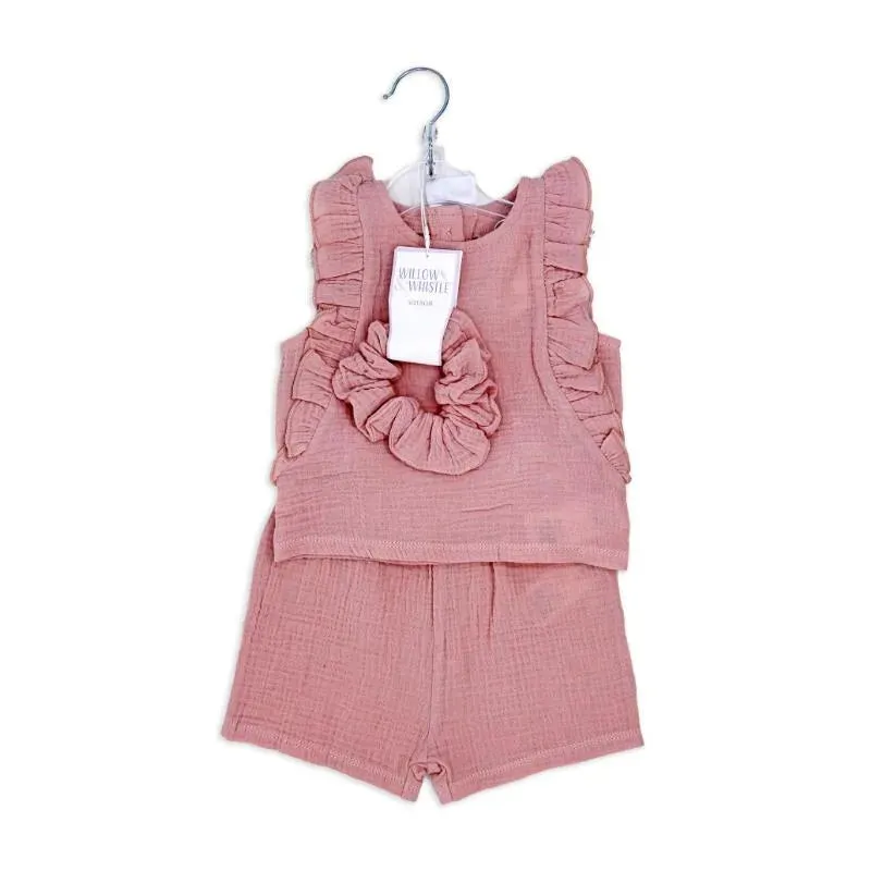 Rose Textile - 3Pk Toddler Girl Tod Gauze Pink Story Short Set - Image 2