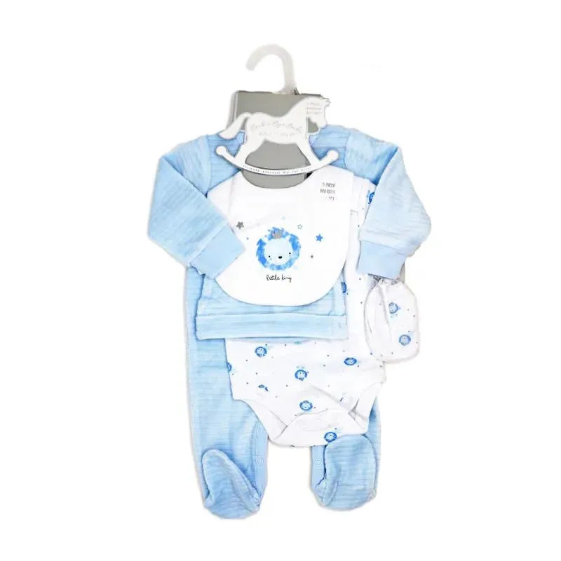Rose Textile - 5Pk Baby Boys Lion Velour Set - Image 2