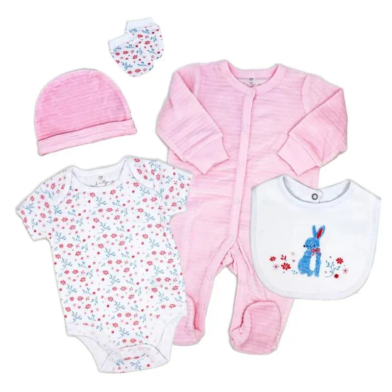 Rose Textile - 5Pk Baby Girls Bunny Velour Set