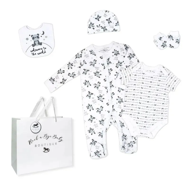 Rose Textile - 5Pk Baby Neutral Panda World Mesh Bag Set