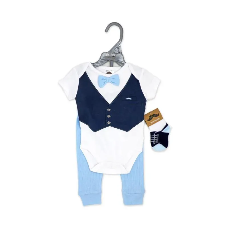 Rose Textile - Baby Boys Blue Suspender Bowtie Set - Image 2